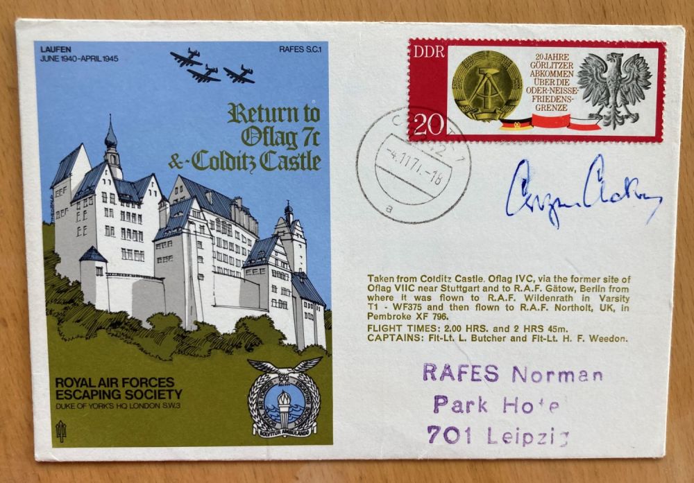 Lot 165: Escape from Colditz Castle RAF cover signed by...