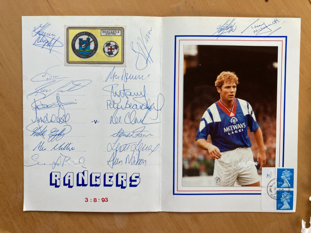 Lot 199: Rangers v Newcastle football both teams signed inside...