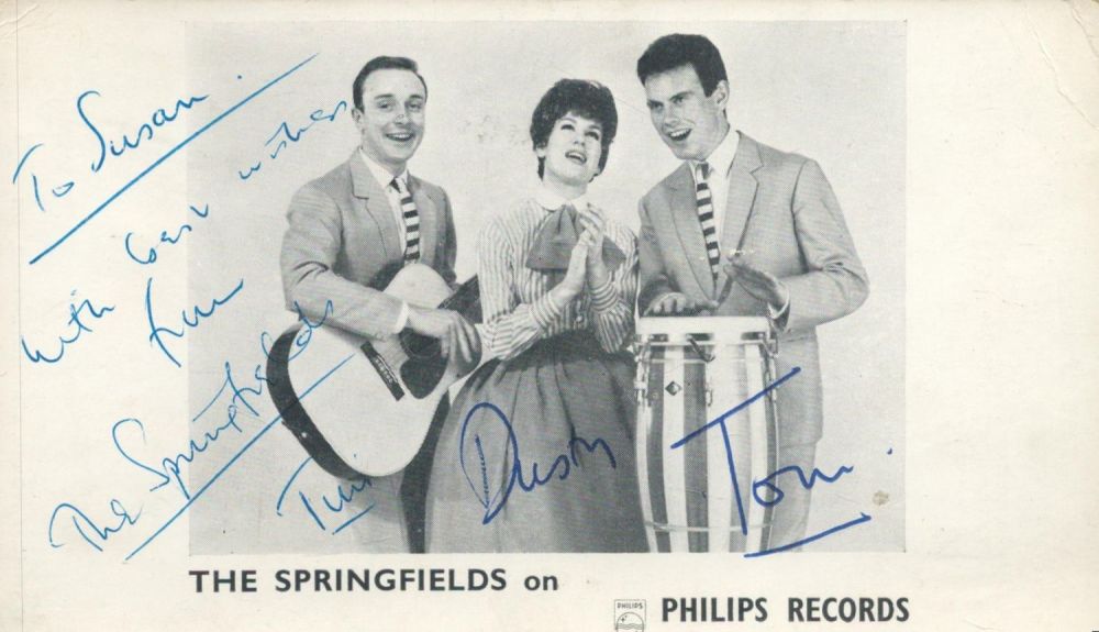 Lot 237: The Springfields multi signed 6x4 promo card. Good...