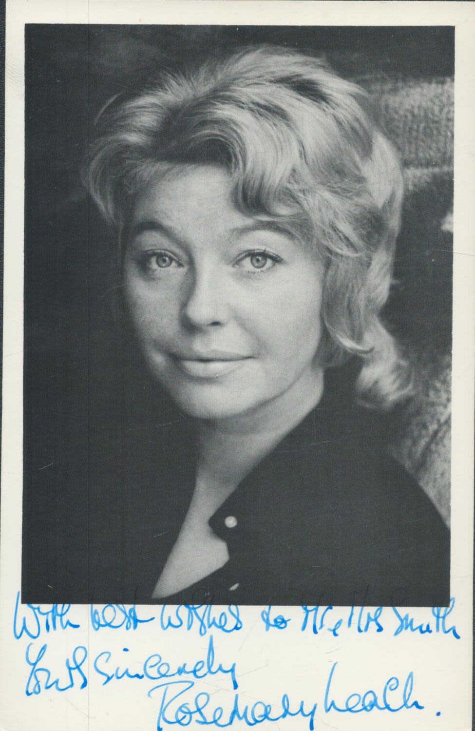 Lot 251: Rosemary Leach signed 6x4 black and white photo....
