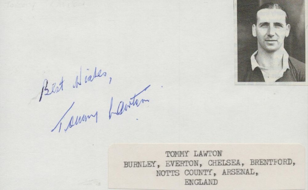 Lot 346: Tommy Lawton Footballer Signed Card With Picture. Good...