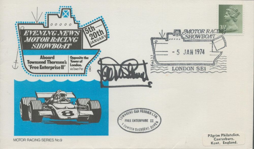Lot 354: Jackie Stewart signed FDC Evening News Motor Racing...