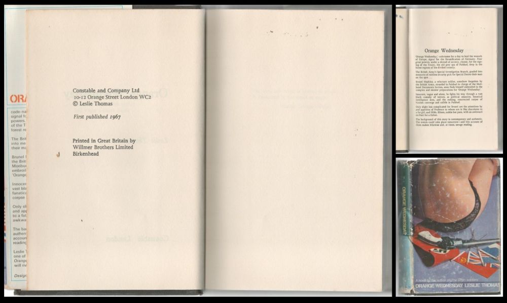 Lot 104: Book. Titled Orange Wednesday by Leslie Thomas. 1st...