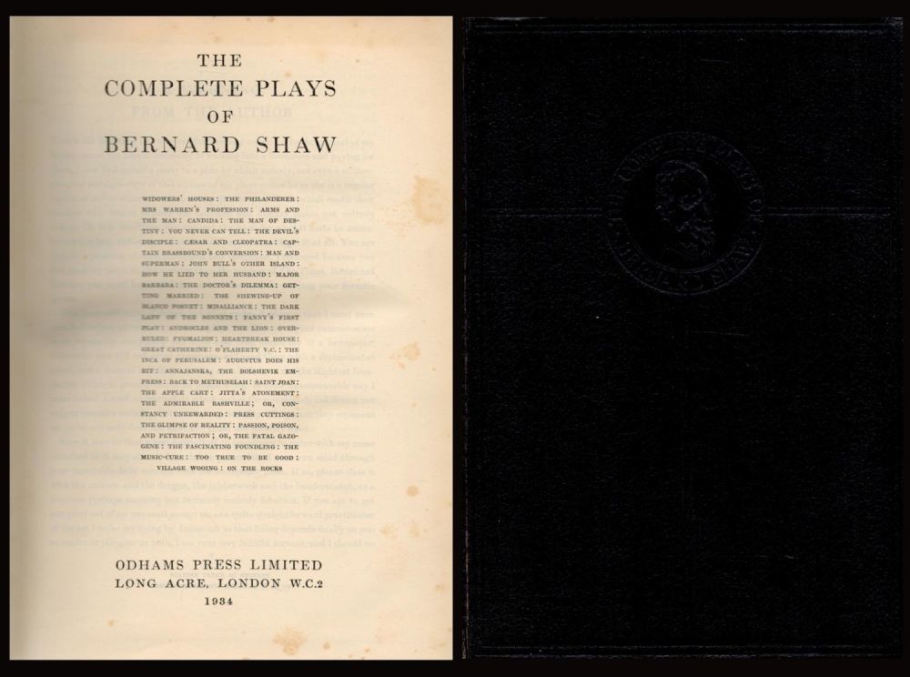 Lot 320: The Complete Plays of Bernard Shaw Hardback Book....