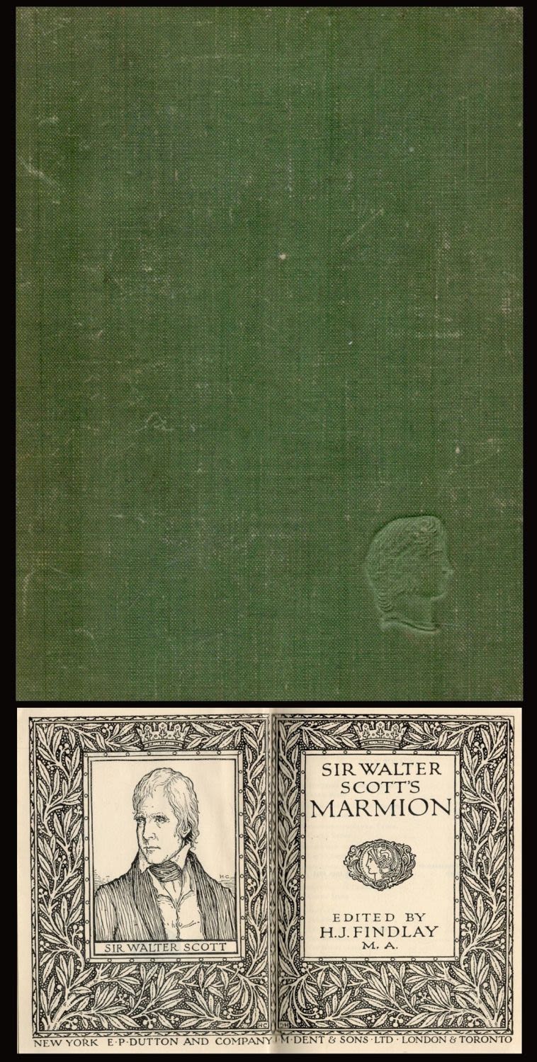 Lot 335: Sir Walter Scott's Marmion Hardback Book. Green Cloth...