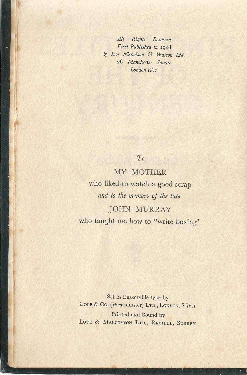 Lot 356: Boxing. Gilbert E Odd 1st Edition Hardback Book...