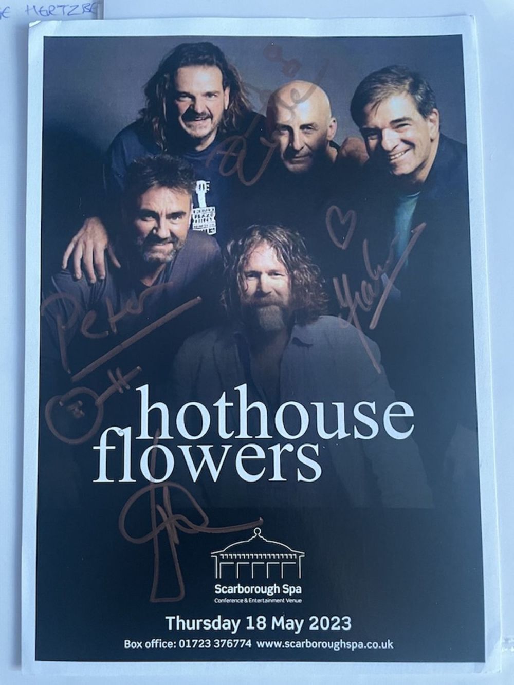 Lot 77: Hothouse Flowers Chart Topping Irish Band Signed Concert...