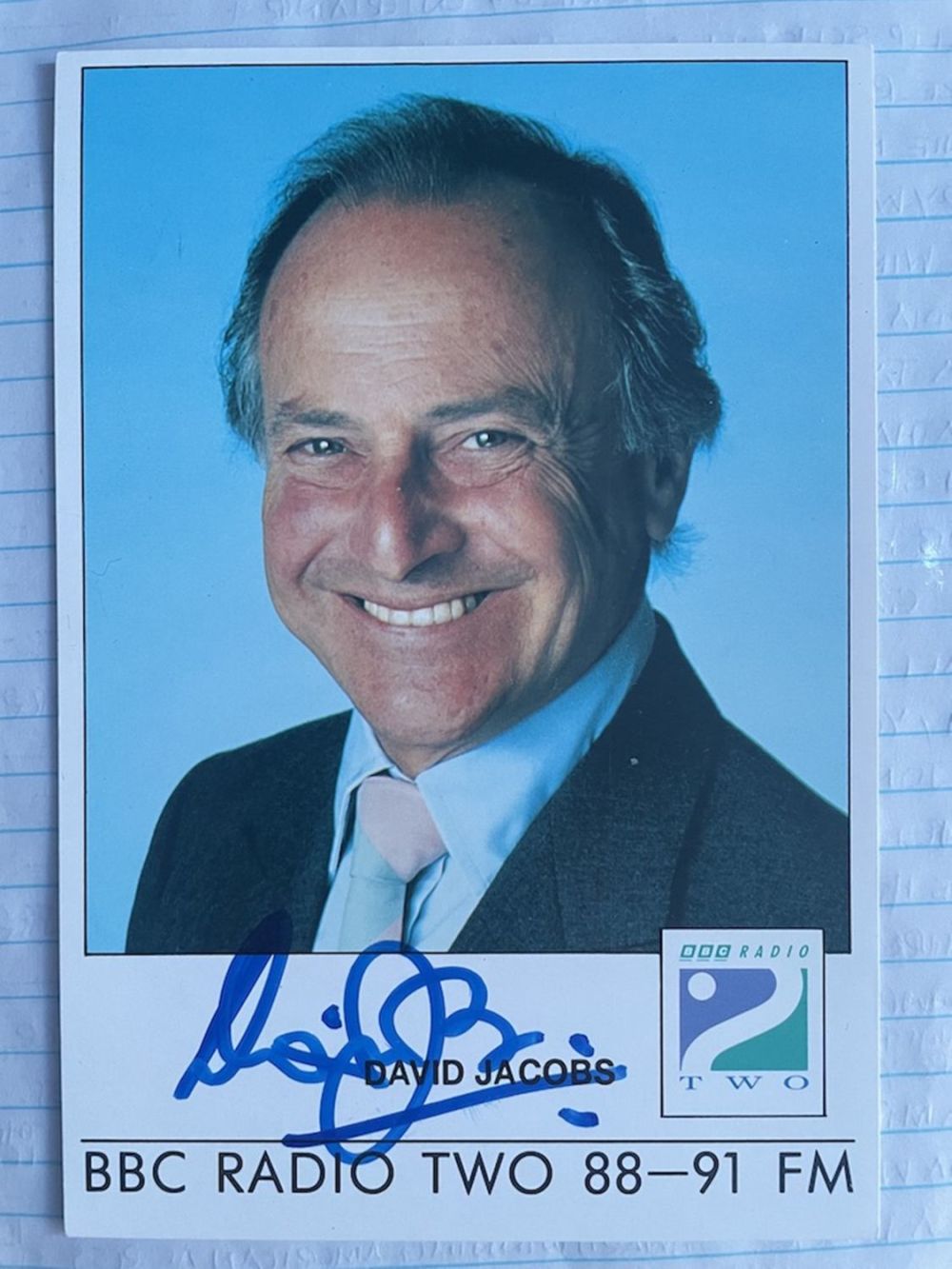 Lot 91: David Jacobs TV and Radio Presenter 6x4 inch...