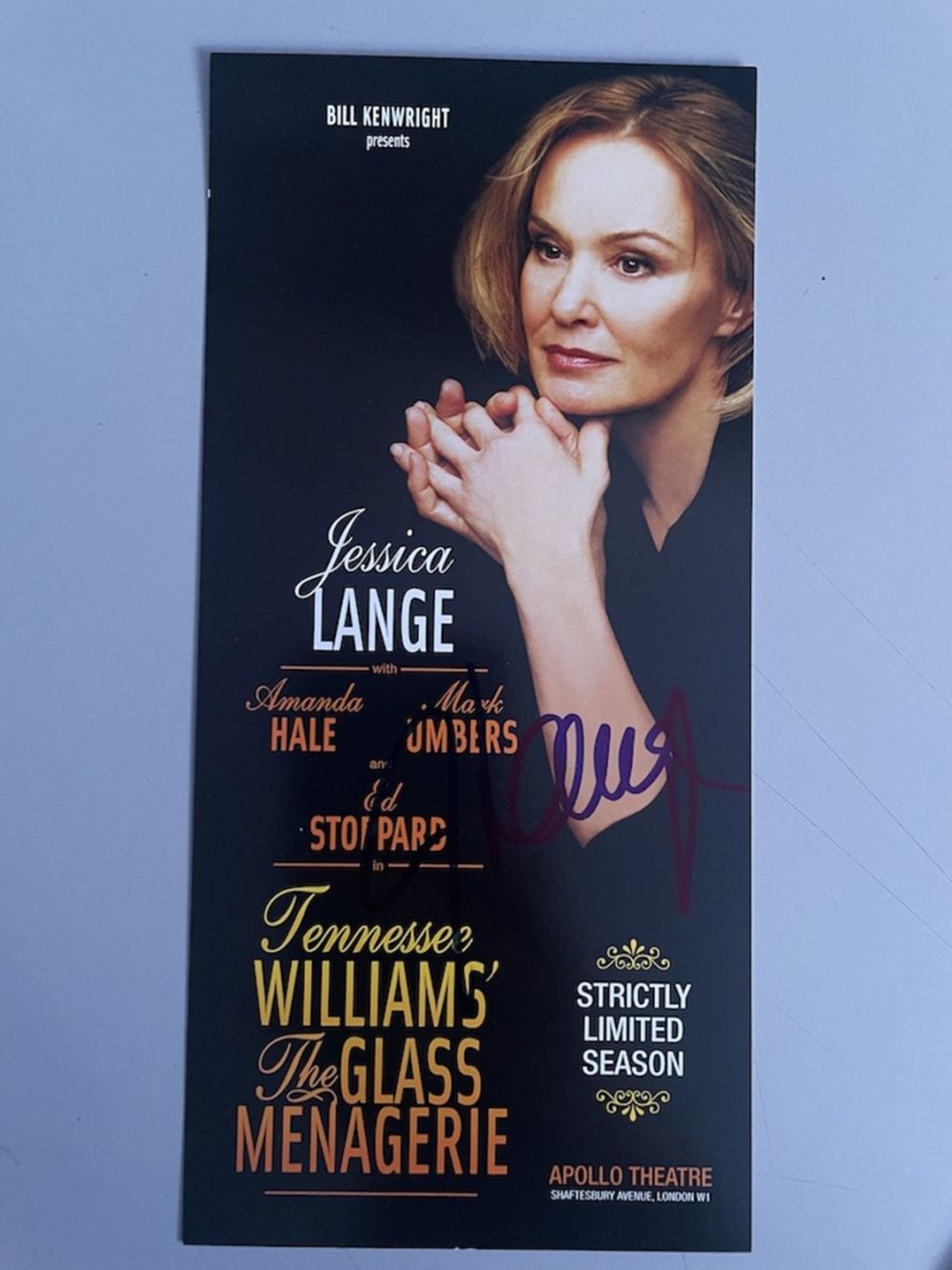 Lot 117: Jessica Lange Award Winning American Actress Signed Theatre...
