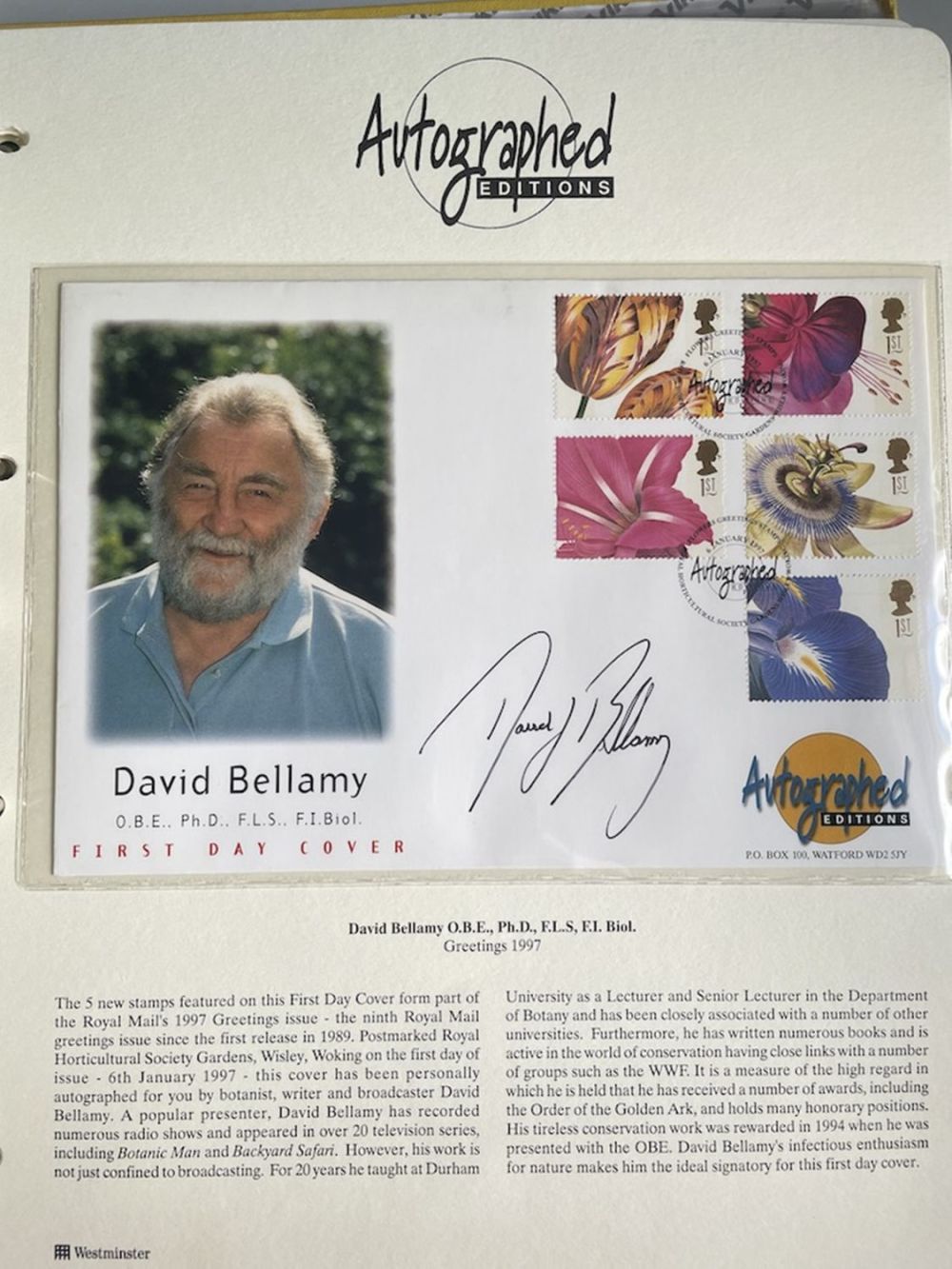 Lot 182: David Bellamy Botanist and TV Presenter Autographed Editions...