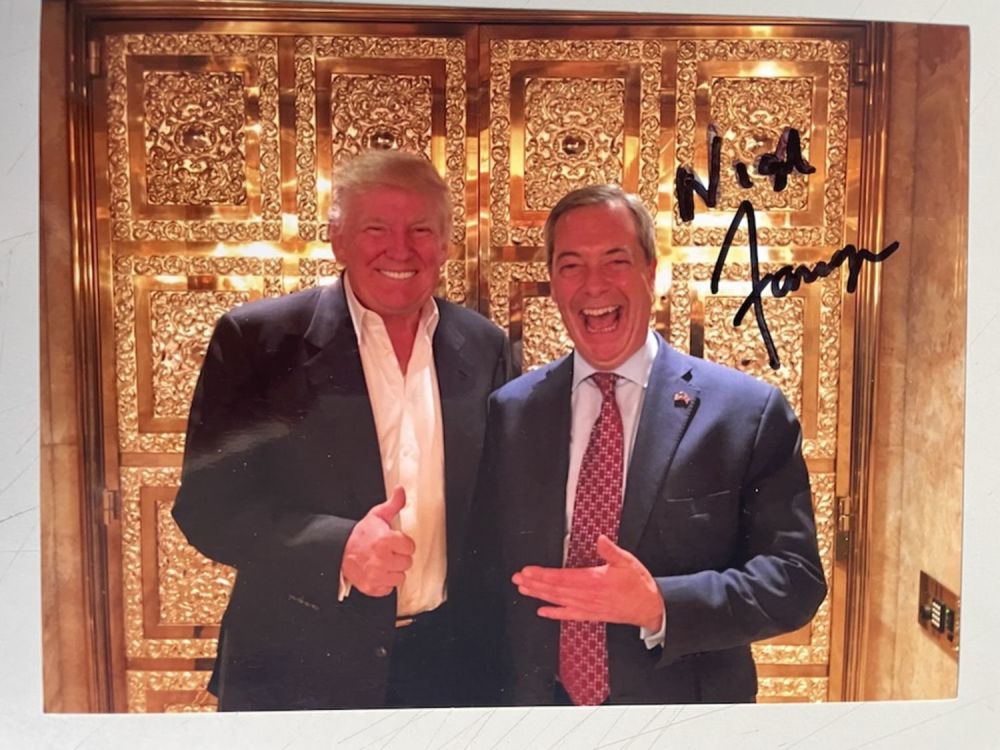 Lot 246: Nigel Farage Pro Brexit Politician 8x6 inch signed...