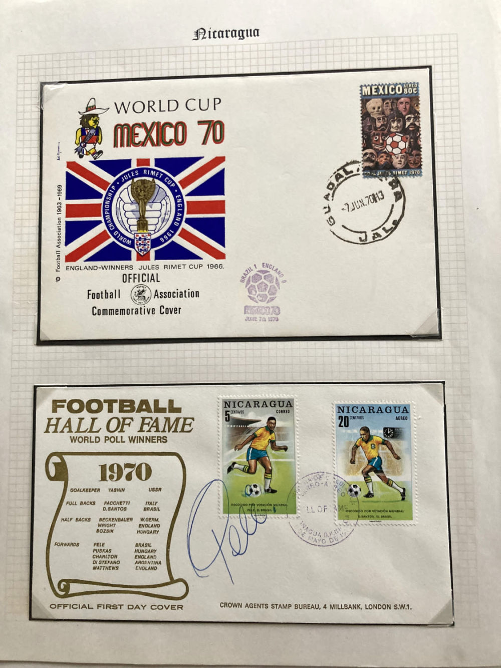 Lot 55: Pele Brazil soccer legend signed 1970 Nicaragua football...