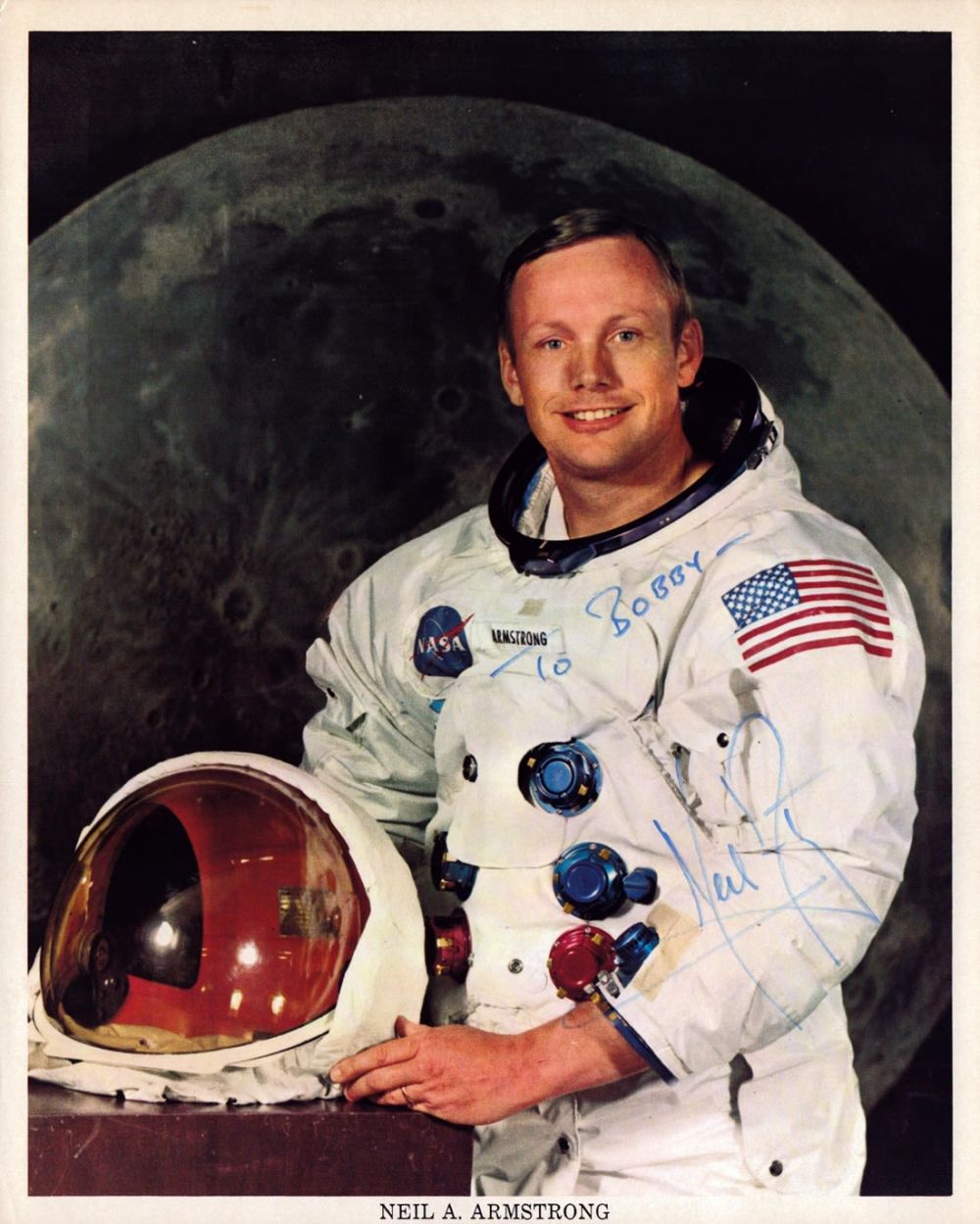 Lot 80: Neil Armstrong signed original NASA 10x8 inch colour...