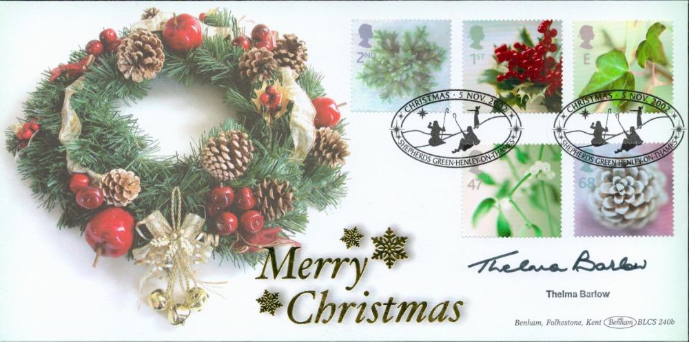 Lot 701: Thelma Barlow signed Merry Christmas FDC Shepherds Green...