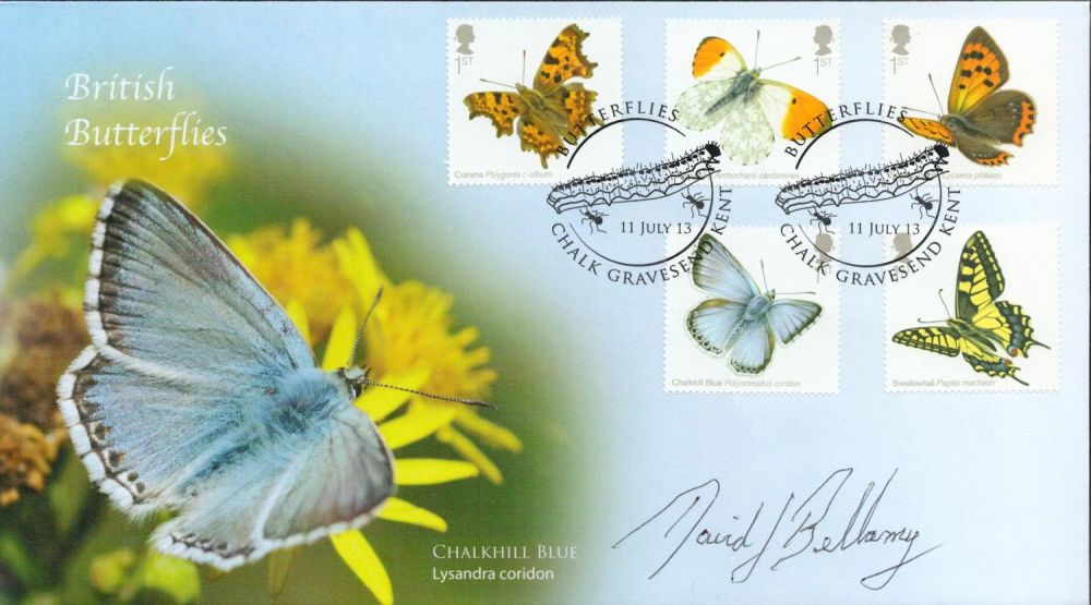 Lot 708: David Bellamy signed British Butterflies FDC Chalk Gravesend...