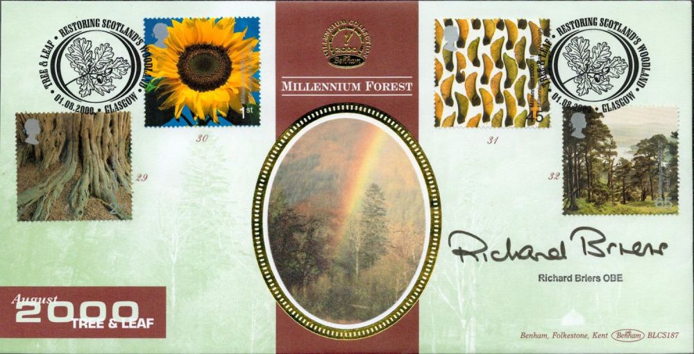 Lot 737: Richard Briers signed Millennium Forest FDC Glasgow 1st...