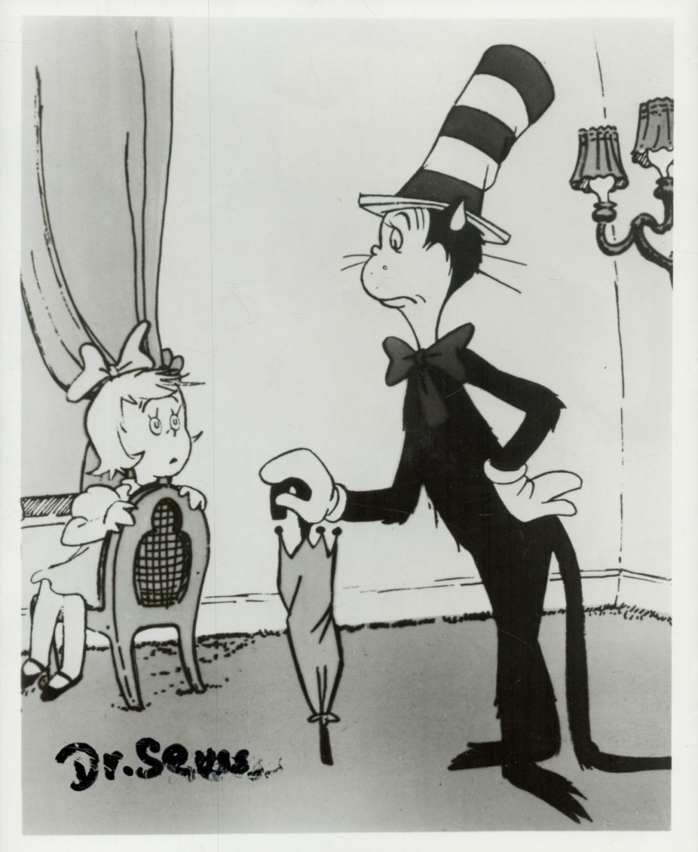 Lot 58: Dr Seuss signed 10x8 inch black and white...