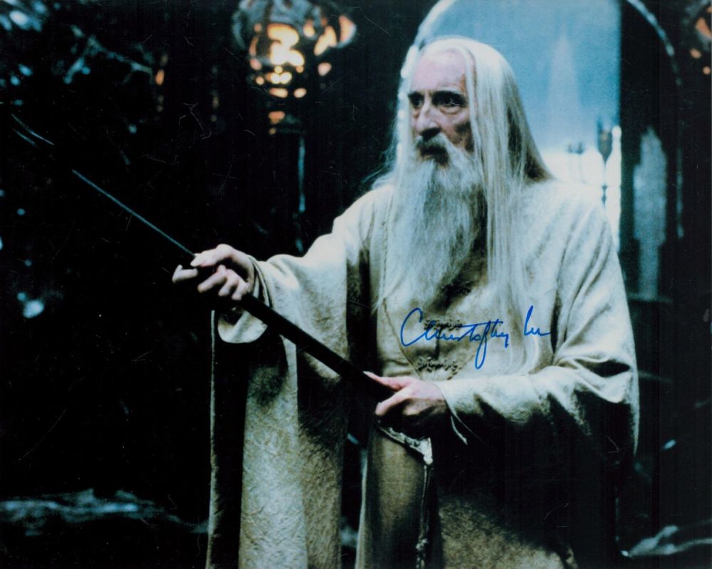 Lot 78: Christopher Lee signed Lord of the Rings 10x8...