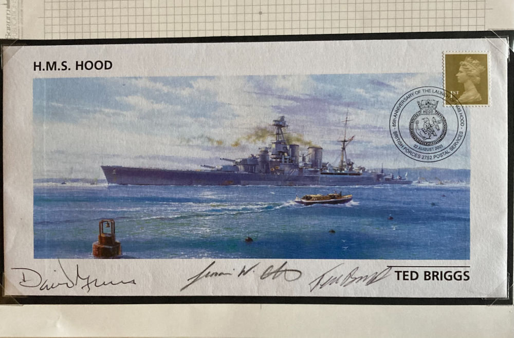 Lot 6: HMS Hood WW2 survivor Ted Briggs multiple signed...