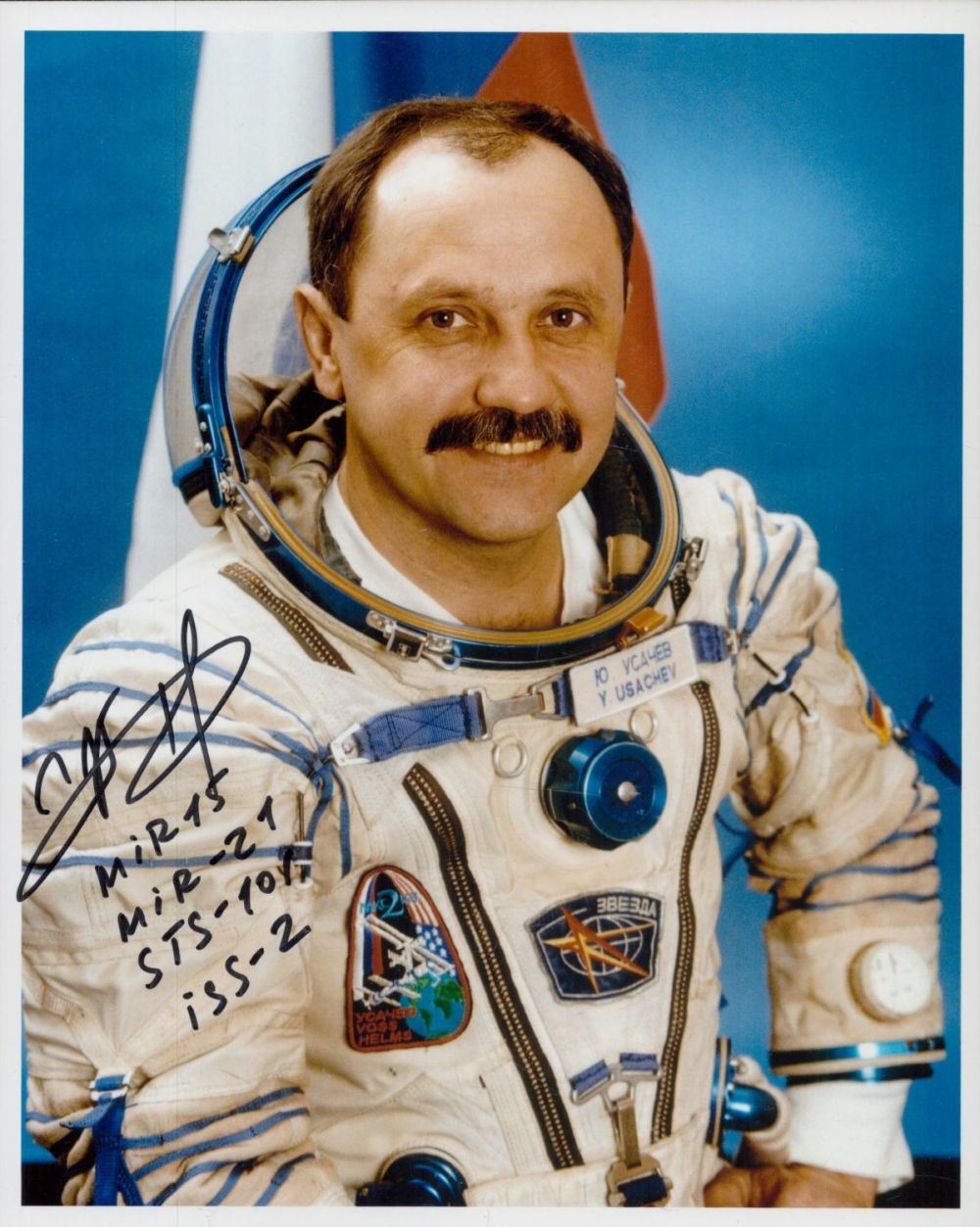Lot 75: Cosmonaut Yuri Usachev Portrait signed 10 x 8...