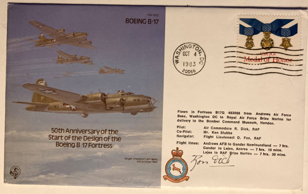 Lot 190: Air Cdre Ron Dick signed Boeing B17 WW2...