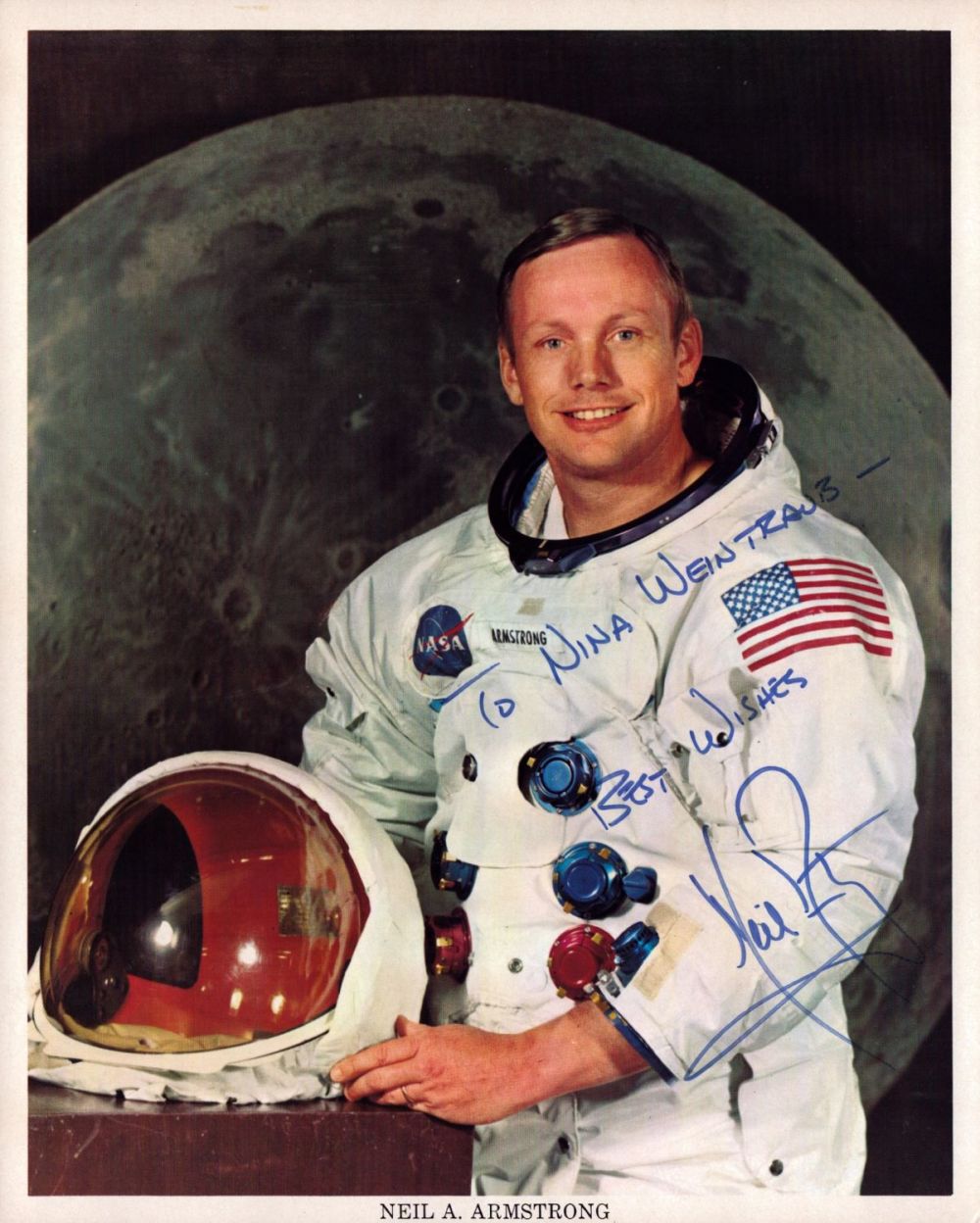 Lot 51: Neil Armstrong signed original NASA 10x8 inch colour...