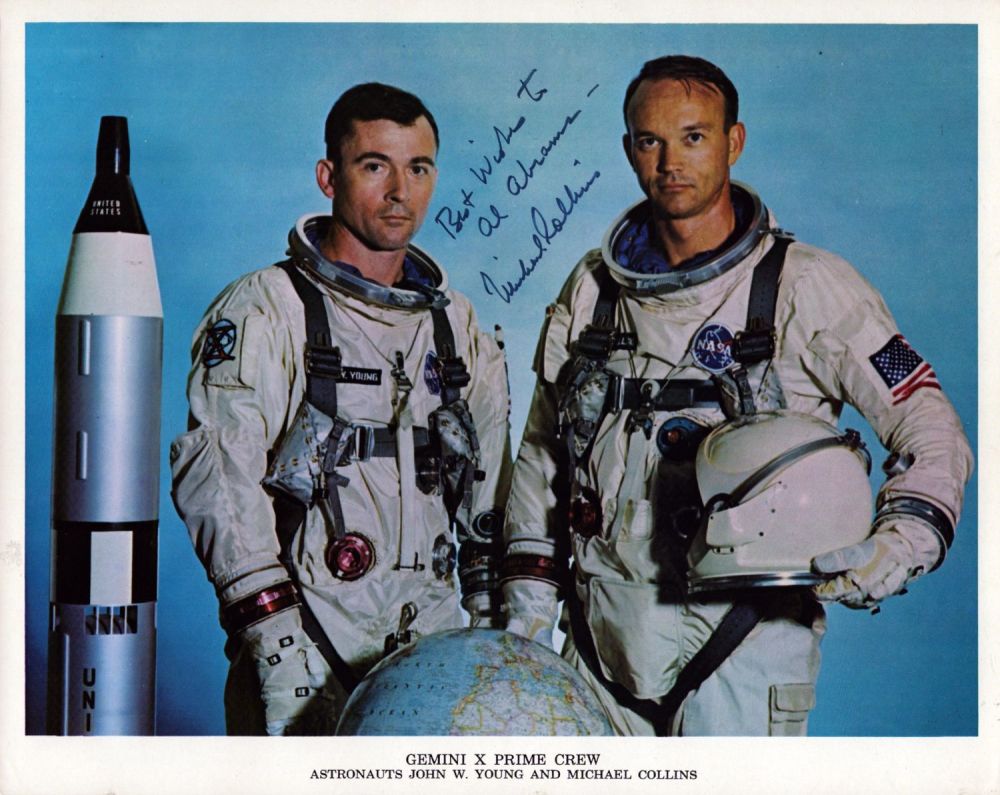 Lot 59: Michael Collins signed NASA 10x8 inch Gemini X...