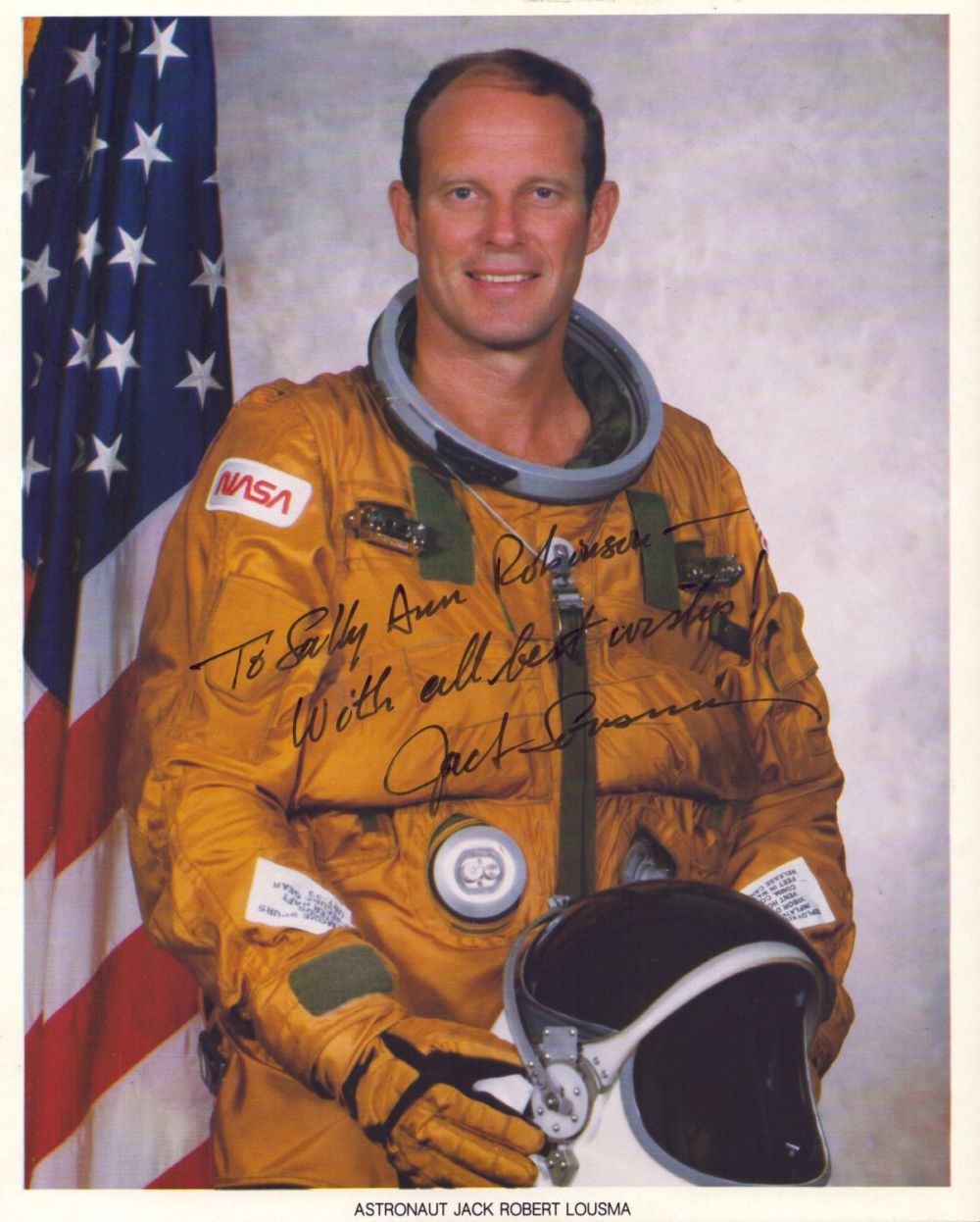 Lot 78: Jack Lousma signed 10x8inch colour spacesuit NASA photo....