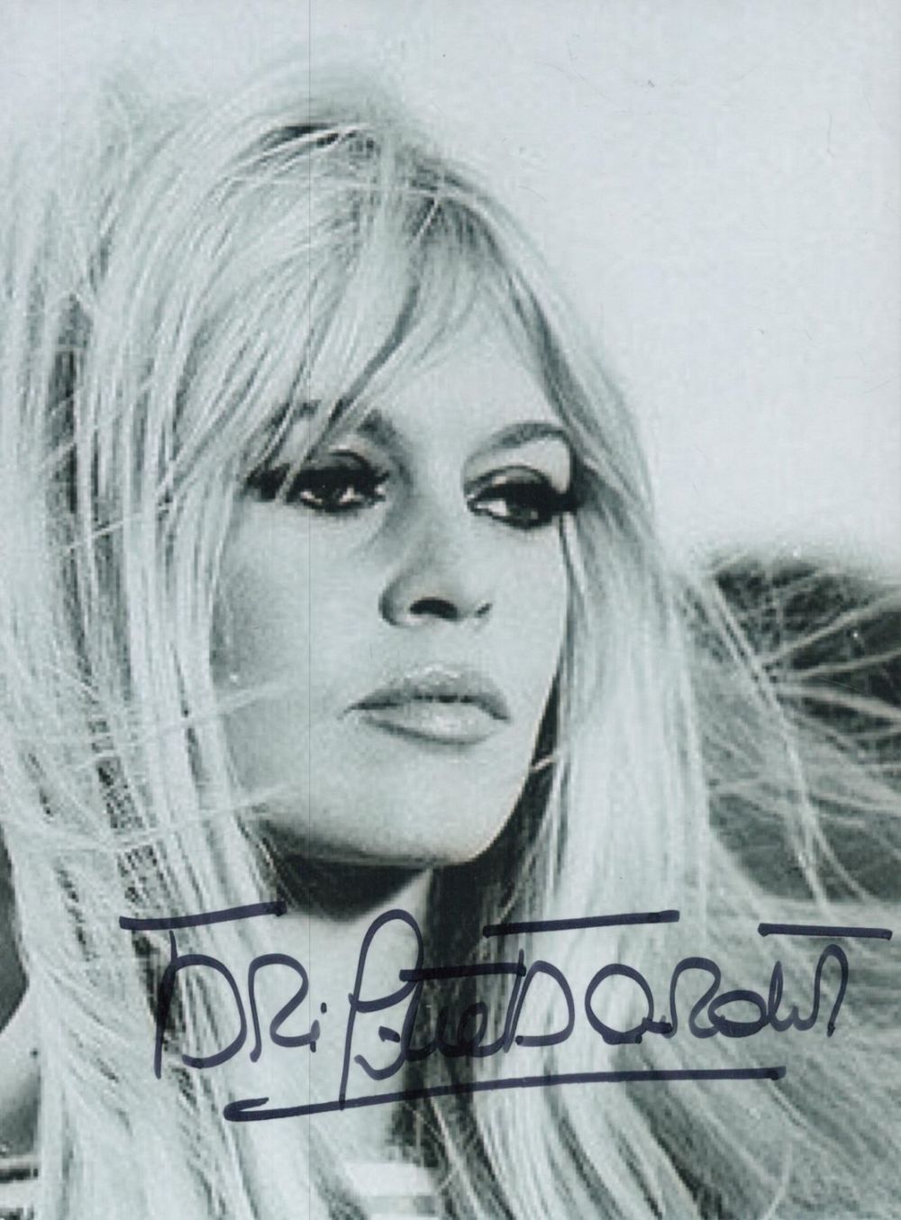 Lot 95: Brigitte Bardot signed 6x4 inch black and white...