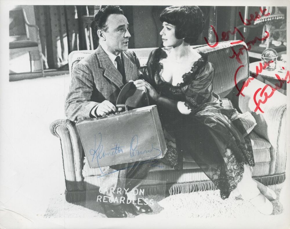 Lot 109: Kenneth Connor and Fenella Fielding, a dual signed...