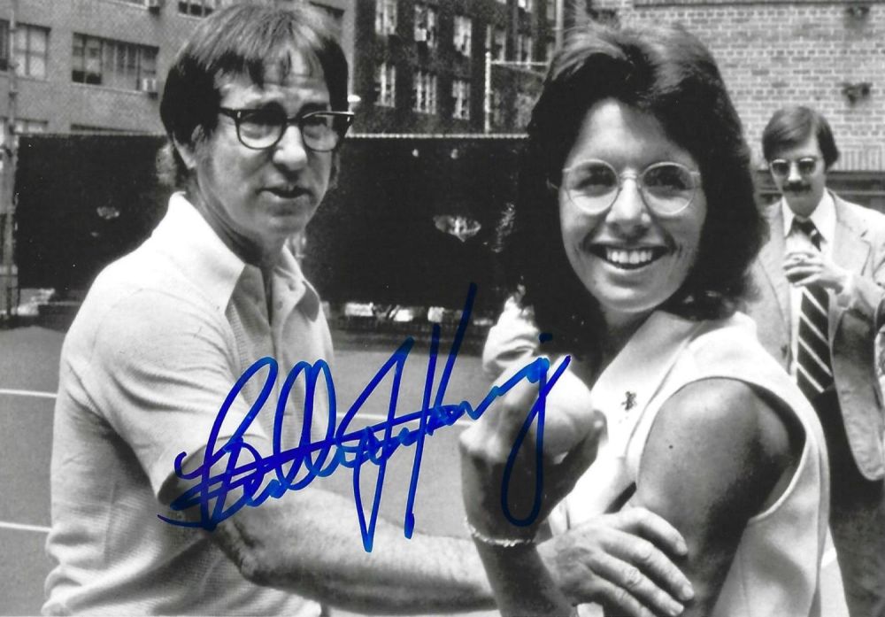 Lot 151: Billie Jean King signed 6x4inch black and white...