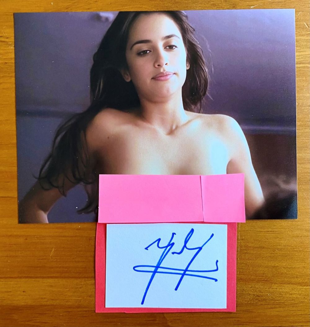 Lot 166: Penelope Cruz signature piece with unsigned 8x6inch colour...