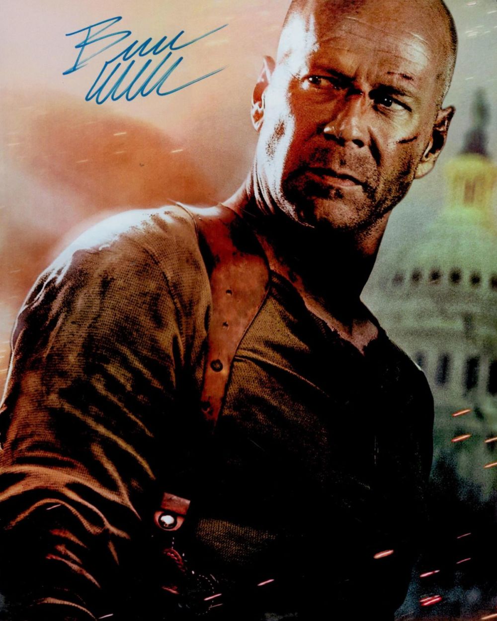 Lot 228: Bruce Willis signed 10x8 inch Die Hard colour...