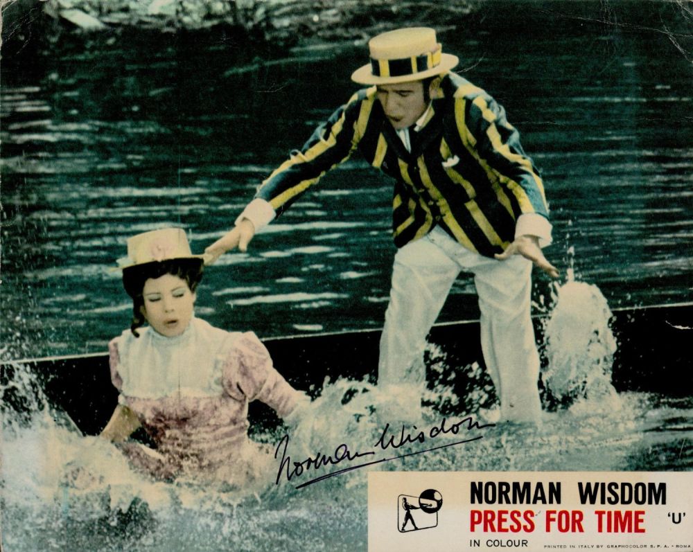 Lot 243: Norman Wisdom signed 10x8 inch Press for Time...