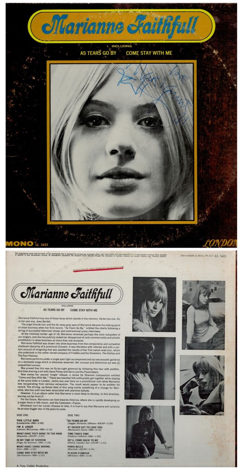 Lot 252: Marianne Faithfull signed As Tears Go By ,...