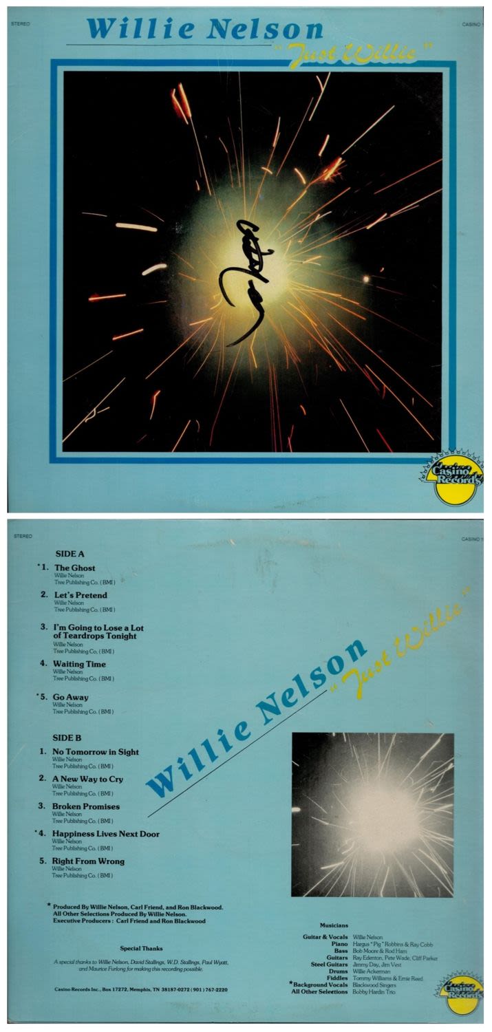 Lot 253: Willie Nelson signed ""Just Willie"" album cover signature...