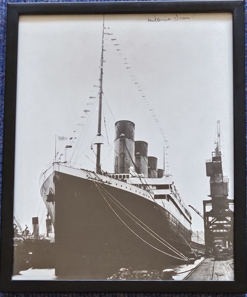 Lot 266: Millvina Dean signed black and white photo. Framed...