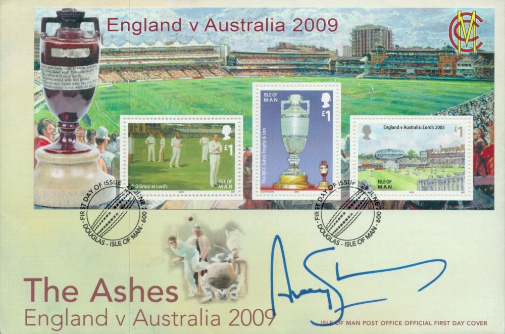 Lot 296: Andrew Strauss signed The Ashes 2009 FDC. Good...