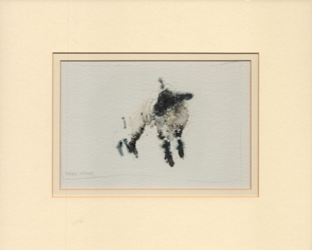 Lot 305: Mark Irving mounted illustration of a lamb. Good...