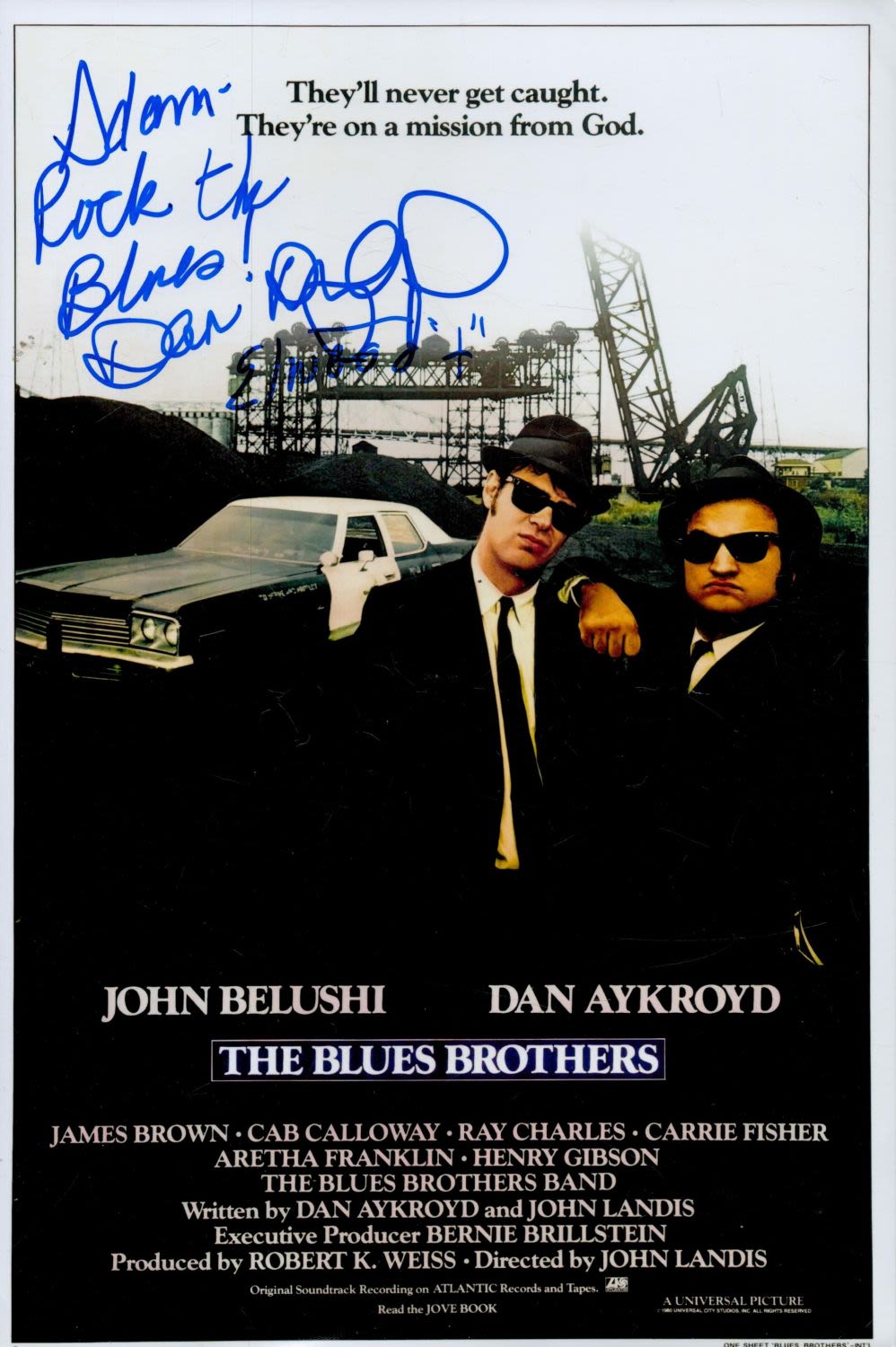 Lot 312: Dan Ackroyd signed 12x8inch colour Blues Brothers poster...