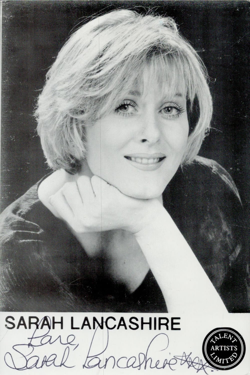 Lot 339: Sarah Lancashire signed 6x4inch black and white photo....