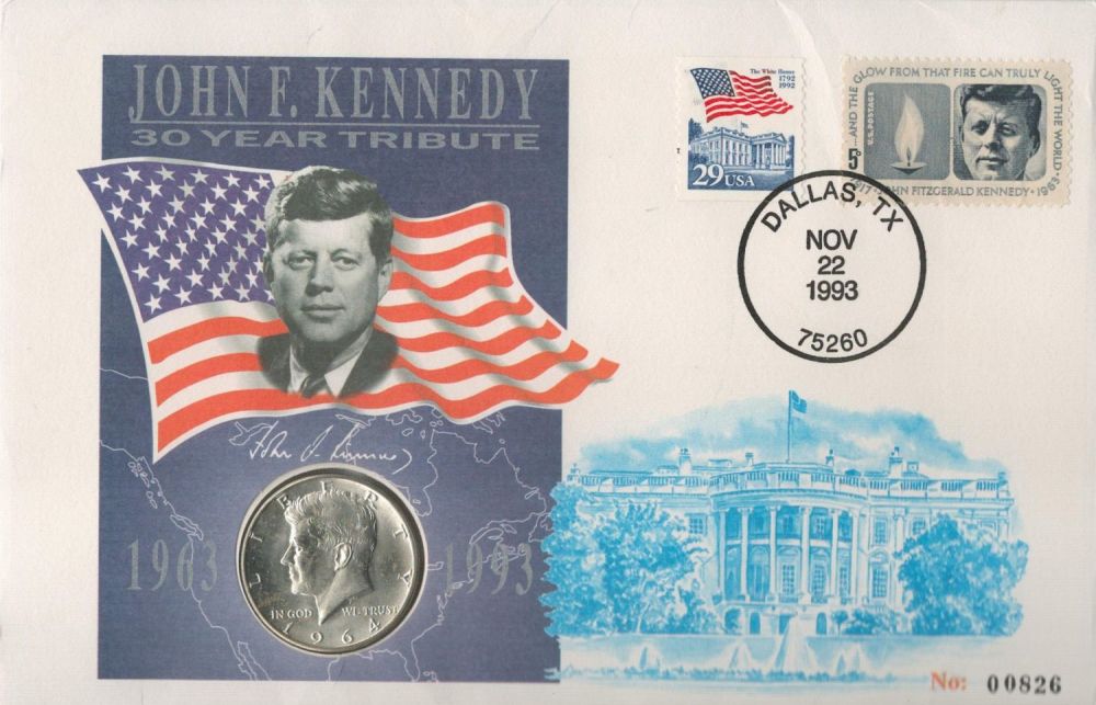 Lot 375: UNSIGNED John F Kennedy 30yr Tribute coin cover....