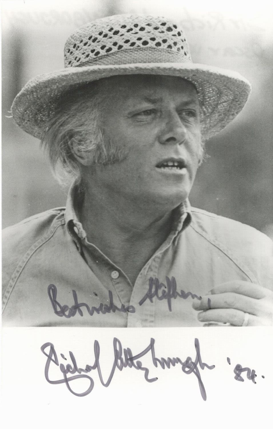 Lot 456: Richard Attenborough signed 6x4inch black and white photo....