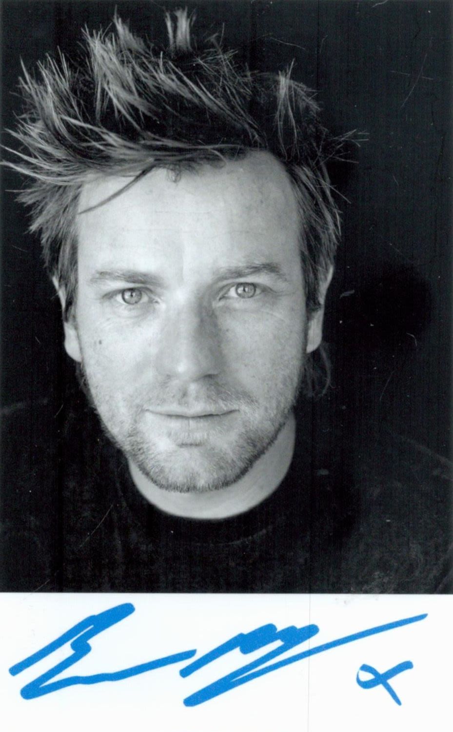 Lot 545: Ewan McGregor signed 6x4 inch black and white...