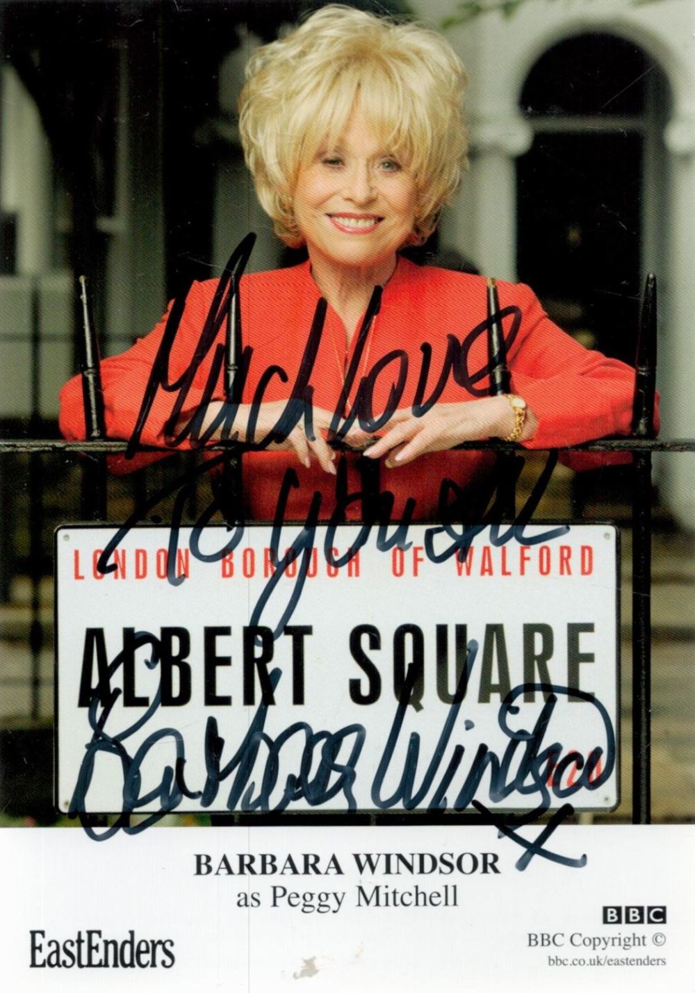 Lot 592: Barbara Windsor signed 6x4 inch Eastenders colour promo...