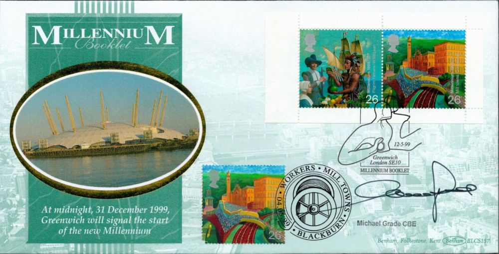 Lot 716: Michael Grade CBE signed Millennium Booklet FDC Blackburn...