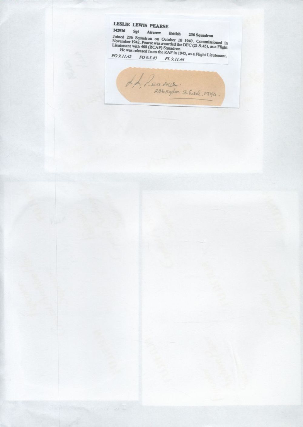 Lot 89: WW2 BOB fighter pilot Alfred Lammer 141 sqn...