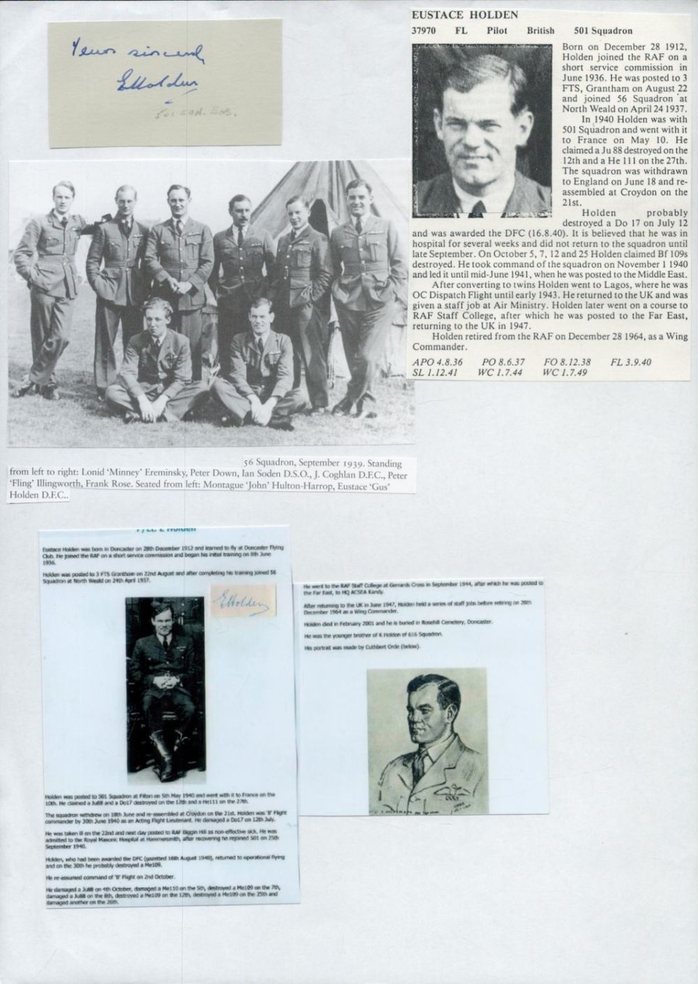 Lot 95: WW2 BOB fighter pilot John Squier 64 sqn...