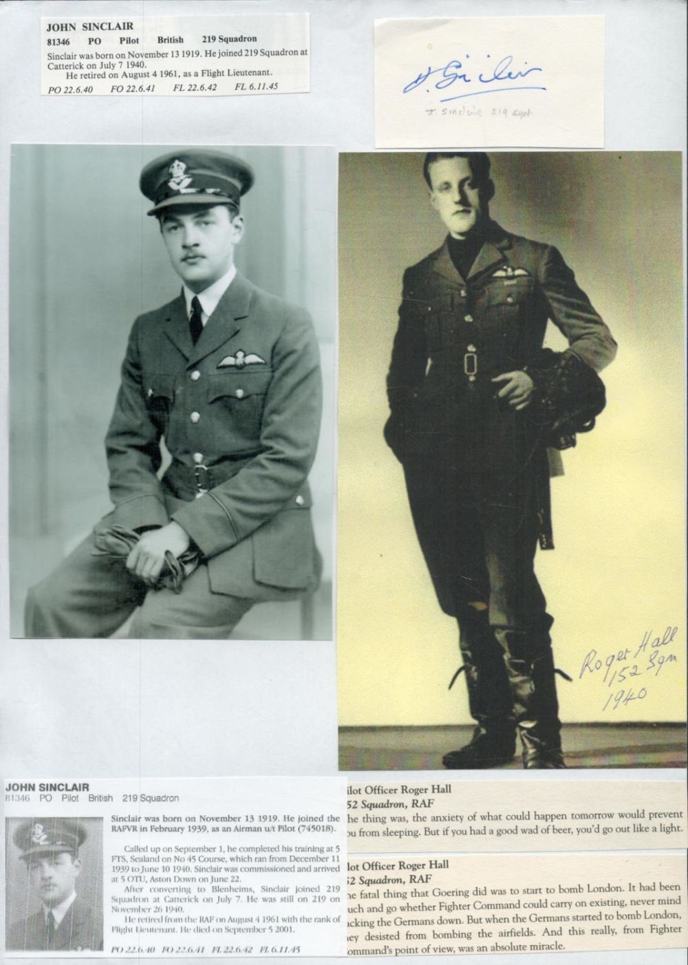 Lot 116: WW2 BOB fighter pilots multiple signed 111 sqn...