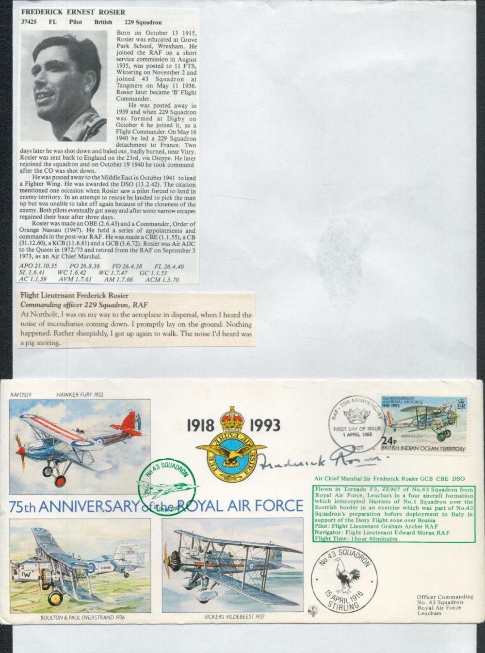 Lot 125: WW2 BOB fighter pilot Aubrey Covington 238 sqn,...